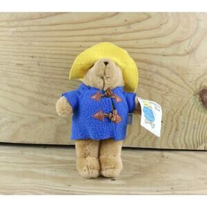 Paddington Bear 9" Plush Yellow Hat Blue Coat Hang Tag Eden Toy Vintage